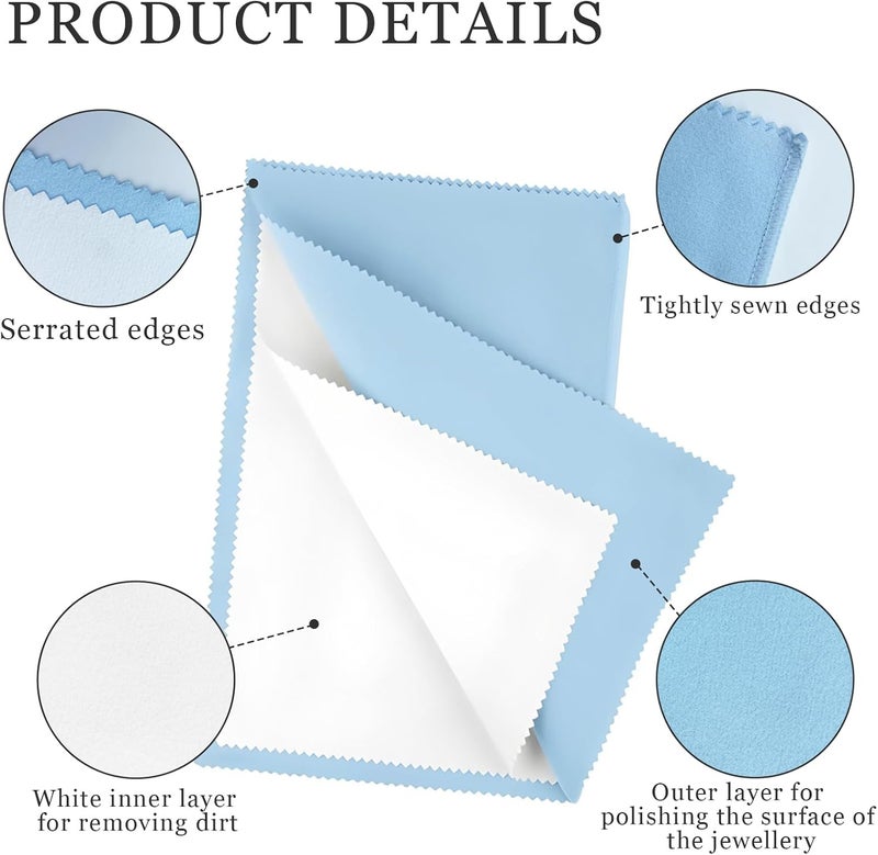 BADAO 6PCS Jewelry Cleaning Cloth,Multi-Layer Silver Polishing Cloth,Eco Friendly Jewelry Cleaner for Cleaning Gold,Silver,Diamond,Platinum Jewelry,Precious Stones,Coins Watch,Keeps Jewelrys Clean and Shiny - Image 3